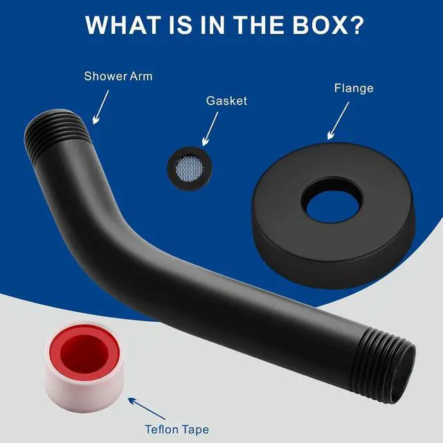 Alt view image 3 of 7 - Shower Arm with Flange, Wall Mounted Shower Pipe, Suitable for Replacement Fixed Shower and Handheld Showerhead (10 Inch, Matte Black)