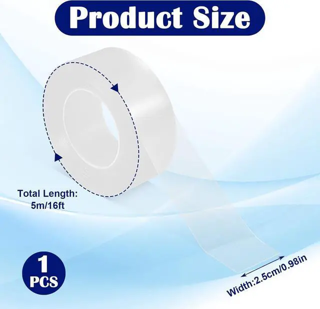 Alt view image 2 of 7 - Curtain Rod Slide Smooth Tape, 1IN x 16FT Clear Quiet Drapery Ring Tape for Smooth Curtain Glide Prevents Drapery Rings from Catching on Rods Noise Reduction