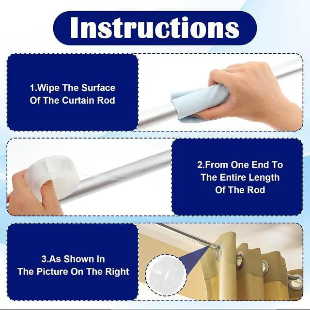 Alt view image 4 of 7 - Curtain Rod Slide Smooth Tape, 1IN x 16FT Clear Quiet Drapery Ring Tape for Smooth Curtain Glide Prevents Drapery Rings from Catching on Rods Noise Reduction