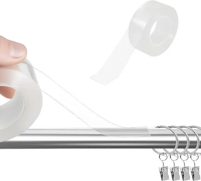 Alt view image 5 of 7 - Curtain Rod Slide Smooth Tape, 1IN x 16FT Clear Quiet Drapery Ring Tape for Smooth Curtain Glide Prevents Drapery Rings from Catching on Rods Noise Reduction