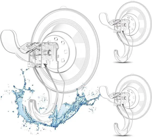Main image of Goabroa Suction Cup Hooks, Clear Window Suction Cups with Hooks, 3 PCS | Reusable Wreath Hangers for Front Door, Glass, Bathroom, Kitchen, Home Decor, Hold up to 11 lbs