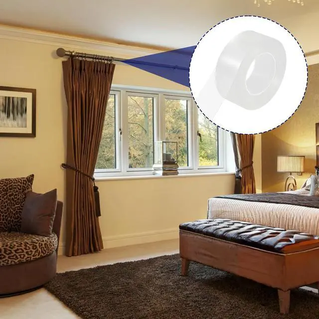 Alt view image 7 of 7 - Curtain Rod Slide Smooth Tape, 1IN x 16FT Clear Quiet Drapery Ring Tape for Smooth Curtain Glide Prevents Drapery Rings from Catching on Rods Noise Reduction