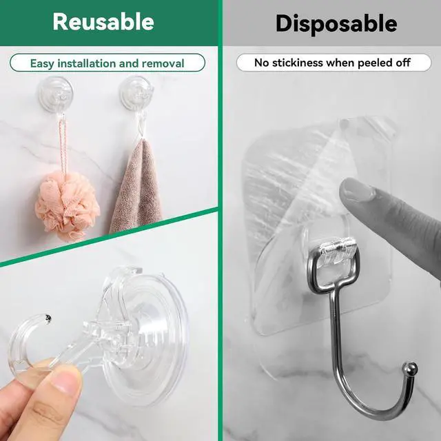 Alt view image 5 of 7 - Goabroa Suction Cup Hooks, Clear Window Suction Cups with Hooks, 3 PCS | Reusable Wreath Hangers for Front Door, Glass, Bathroom, Kitchen, Home Decor, Hold up to 11 lbs