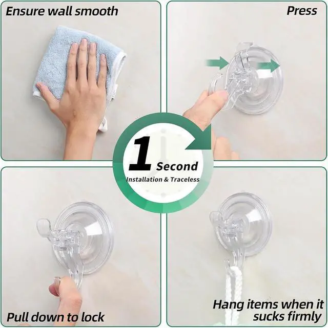 Alt view image 6 of 7 - Goabroa Suction Cup Hooks, Clear Window Suction Cups with Hooks, 3 PCS | Reusable Wreath Hangers for Front Door, Glass, Bathroom, Kitchen, Home Decor, Hold up to 11 lbs