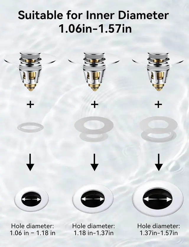 Alt view image 3 of 7 - Bullet Core Bathroom Sink Stopper, 1 Pack Universal Pop-Up Drain Plug Fits 1.11.5 Inch US Standard Sinks