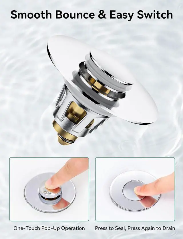 Alt view image 4 of 7 - Bullet Core Bathroom Sink Stopper, 1 Pack Universal Pop-Up Drain Plug Fits 1.11.5 Inch US Standard Sinks