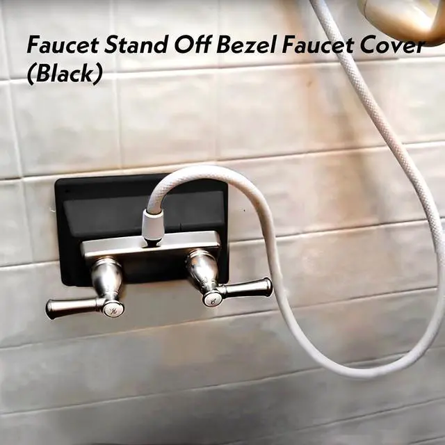 Alt view image 2 of 7 - Faucet Stand Off Bezel Faucet Cover (Black) for RV Camper Trailer Shower Plate Replacement Part