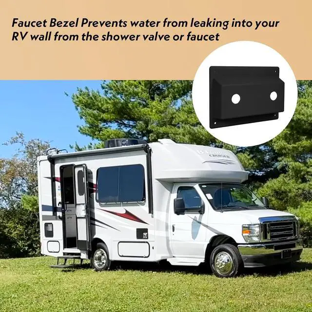 Alt view image 5 of 7 - Faucet Stand Off Bezel Faucet Cover (Black) for RV Camper Trailer Shower Plate Replacement Part