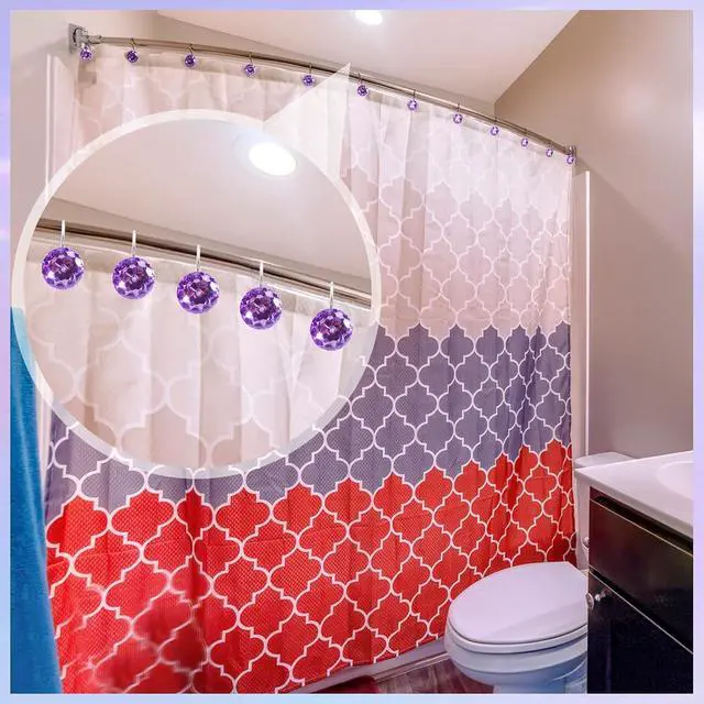 Alt view image 4 of 7 - TOAOB Stainless Steel Shower Curtain Hooks Rings Bling Purple Shower Hooks Rust Resistant Shower Rings Set of 12 Pack for Decorative Curtain Accessories and Bathroom Rods