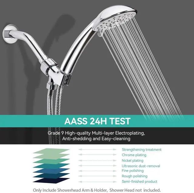 Alt view image 7 of 7 - Shower Head Holder and 6 Inch Extension Arm Pipe, Chrome | Universal Showerhead Mount Bracket, Brass Ball Joint, 360° Rotation