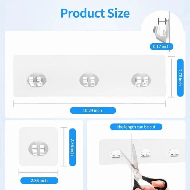 Alt view image 2 of 7 - Shower Caddy Adhesive Replacement, 6 PCS Strong Shower Adhesive Strips | Waterproof, No Drilling, Transparent, Hooks For Bathroom Storage, Kitchen Rack, Corner Shelf Basket and Soap Holder