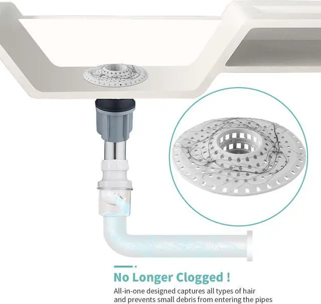 Alt view image 6 of 6 - Aluvor Bathtub Drain Hair Catcher,Silicone Tub Hair Catcher Drain Protector | Collapsible Shower Hair Drain Catcher Strainer for 1.48'' to 1.76'' Flat Regular Drains, 3PCS/Grayish-White