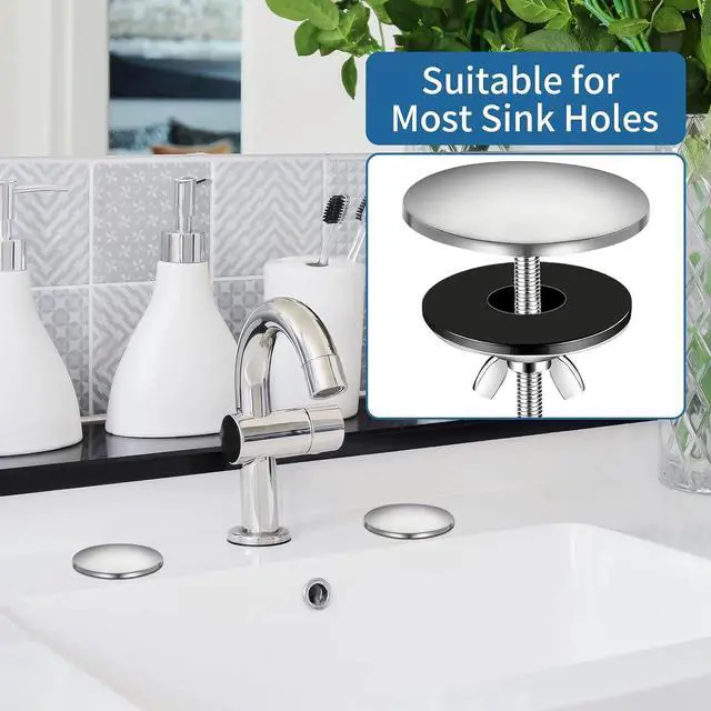 Alt view image 4 of 7 - 2 Inch Sink Hole Cover,Leak-Proof Metal Plug for Kitchen & Bathroom | Sink Plug Cove,Stainless Steel Screw On Faucet Deck Plate Stopper,Brushed Silver