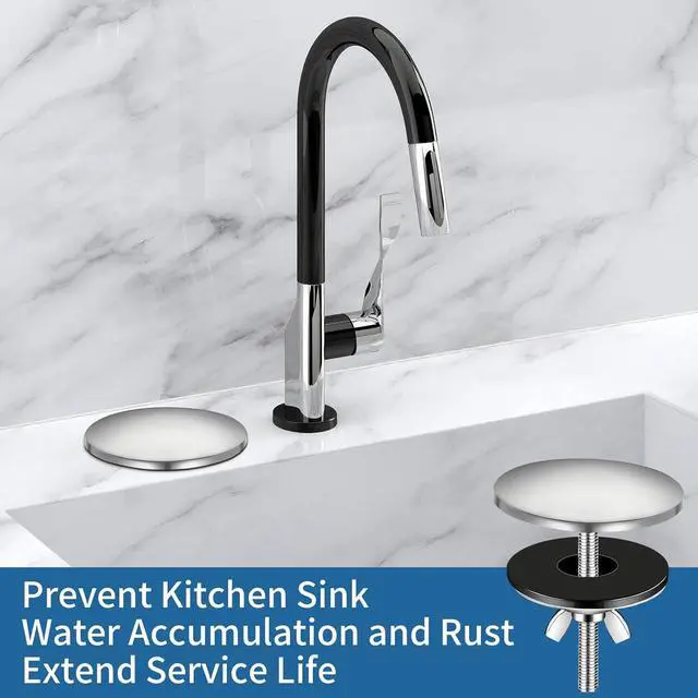 Alt view image 6 of 7 - 2 Inch Sink Hole Cover,Leak-Proof Metal Plug for Kitchen & Bathroom | Sink Plug Cove,Stainless Steel Screw On Faucet Deck Plate Stopper,Brushed Silver