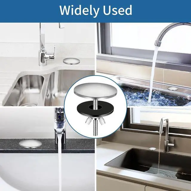 Alt view image 7 of 7 - 2 Inch Sink Hole Cover,Leak-Proof Metal Plug for Kitchen & Bathroom | Sink Plug Cove,Stainless Steel Screw On Faucet Deck Plate Stopper,Brushed Silver