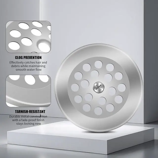 Alt view image 4 of 6 - PP826-64 Bathtub Dome Grid Strainer with Screw (1)