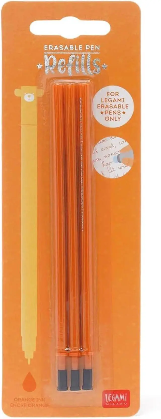 Alt view image 2 of 3 - Lot de 3 Recharges pour Stylo Gel Effaçable - Orange, 0,7mm