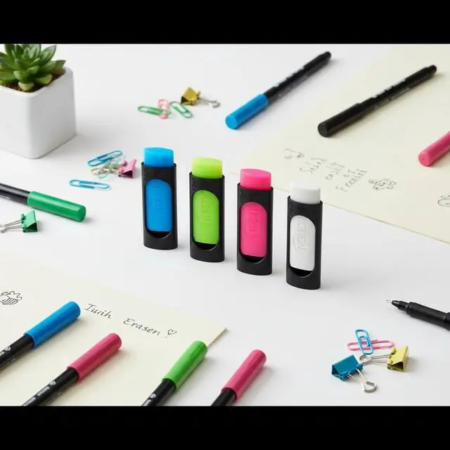 Alt view image 5 of 7 - 4Pcs Colorful Ink Rubber for Erasable Pen Stationery Office School Supply Gift Random Dedicated Pen for Gel Color Pen Eraser for Ink,Ink Eraser