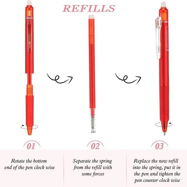 Alt view image 3 of 7 - Sabary Erasable Pen Refills 0.7 mm 7 Assorted Colors Gel Ink Refills Medium Fine Point Erasable Pens Refill Compatible with Retractable Click Pens Erasable Pens for Writing Planner(7 Pcs)