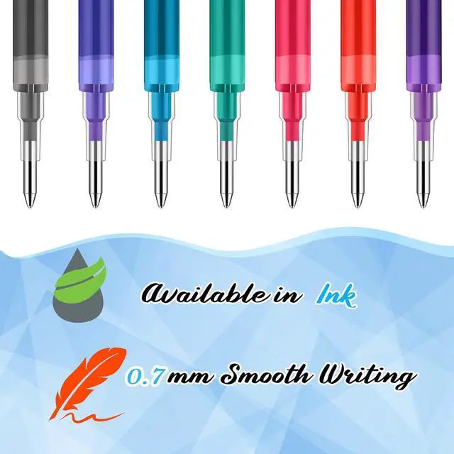 Alt view image 4 of 7 - Sabary Erasable Pen Refills 0.7 mm 7 Assorted Colors Gel Ink Refills Medium Fine Point Erasable Pens Refill Compatible with Retractable Click Pens Erasable Pens for Writing Planner(7 Pcs)