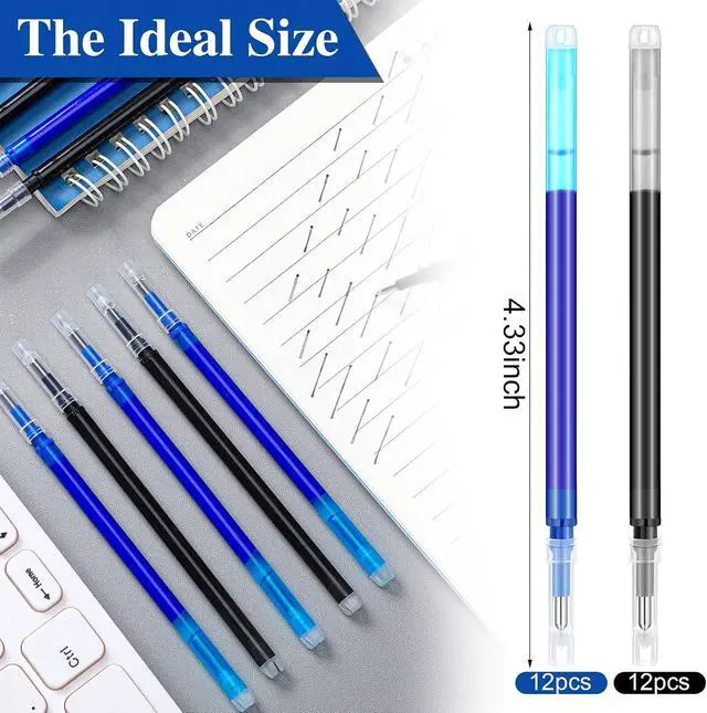Alt view image 3 of 7 - Zonon 24 Pcs 0.7mm Erasable Gel Ink Pen Refills Compatible with Frixion Friction Gel Ink Refills Medium Fine Point Erasable Pens Lead for Writing Planner and Crossword Puzzles(Black, Blue)