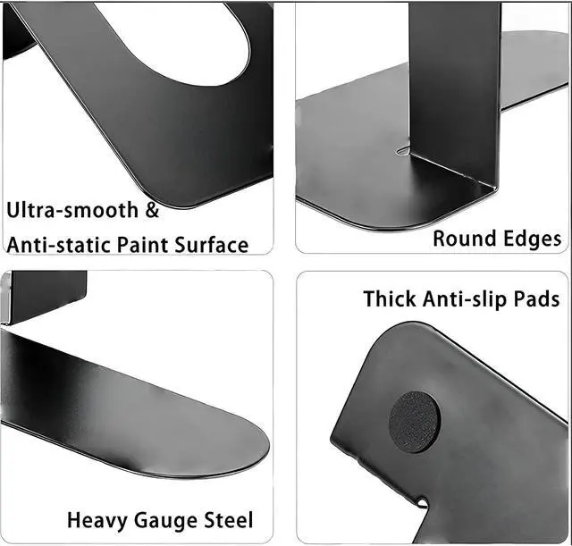 Alt view image 3 of 5 - Spillbox Metal Non Slip Bookends Book Shelves | Shelf | Study Table | Home Decor | Holders | Case | Bracket Heavy Duty | Set | Book Ends for Office, Home-U Cut
