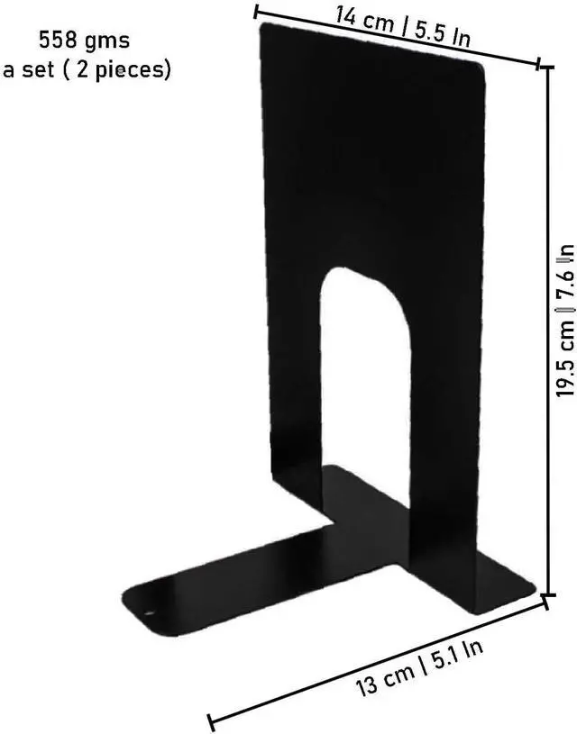 Alt view image 5 of 5 - Spillbox Metal Non Slip Bookends Book Shelves | Shelf | Study Table | Home Decor | Holders | Case | Bracket Heavy Duty | Set | Book Ends for Office, Home-U Cut
