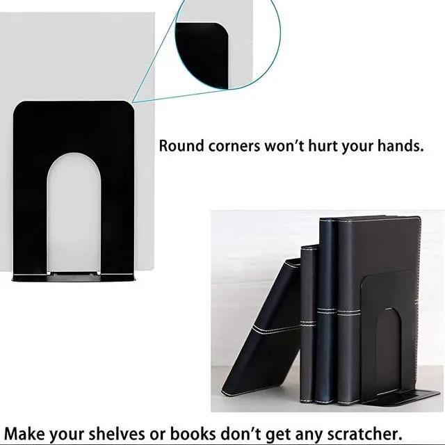 Alt view image 4 of 5 - Spillbox Metal Non Slip Bookends Book Shelves | Shelf | Study Table | Home Decor | Holders | Case | Bracket Heavy Duty | Set | Book Ends for Office, Home-U Cut