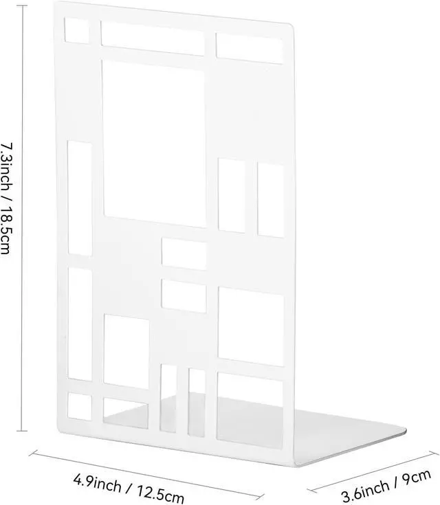 Alt view image 4 of 7 - Book Ends,Bookends,Book Ends for Shelves,Bookends for Heavy Books | Book Divider Decorative Holder,Metal Heavy Duty Bookend,Abstract Art Book Stopper Supports for Office,White 1 Pair
