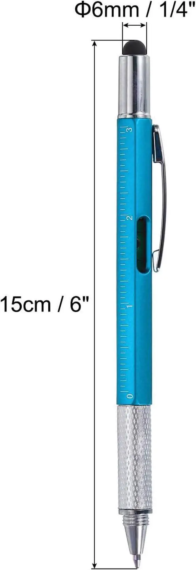 Alt view image 2 of 5 - MECCANIXITY 4pcs 6 in 1 Multitool Tech Tool Pen Gifts for Men with Ballpoint Pen, Ruler, Screwdriver, Stylus, Level Gauge, Refills for Christmas Birthday, Blue