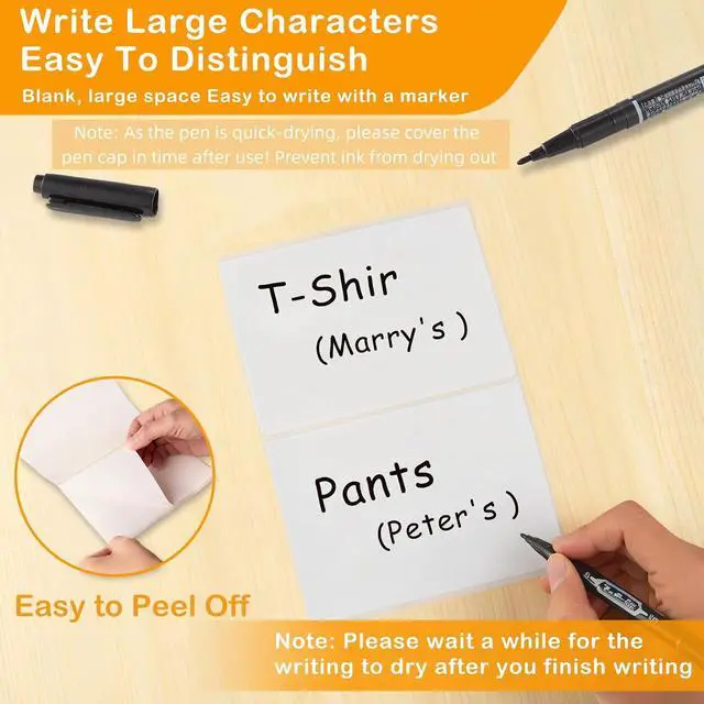 Alt view image 3 of 7 - 4x6 Inch Removable Storage Bin Labels, 100 Pcs (50 Sheets) Labels for Storage Bins with 1 Marker, Water Oil Tear Resistant No Residue Matte White Labels for Home Office School Business Storage Bins