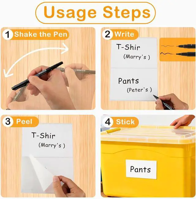 Alt view image 5 of 7 - 4x6 Inch Removable Storage Bin Labels, 100 Pcs (50 Sheets) Labels for Storage Bins with 1 Marker, Water Oil Tear Resistant No Residue Matte White Labels for Home Office School Business Storage Bins