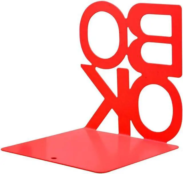 Alt view image 3 of 3 - Decorative Book Ends, Metal Bookends Nonskid Heavy Duty Book Ends Shelves Office, Library Office Home,1 Pair (Red)