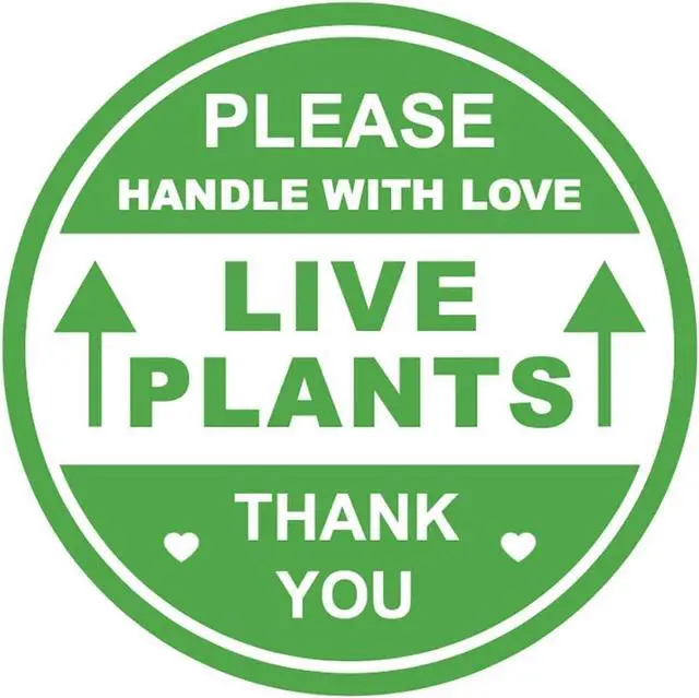 Main image of 2 inch 300 PCS Green Live Plants Handle with Love Stickers for Shipping