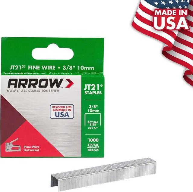 Alt view image 2 of 6 - Arrow 276 JT21 Thin Wire Staples for Staple Guns and Staplers, 1000 Count | 3/8" Leg Length, 7/16" Crown Width, Heavy-Duty Galvanized Steel, Use for Upholstery, Crafts, General Repairs