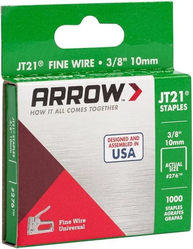 Alt view image 6 of 6 - Arrow 276 JT21 Thin Wire Staples for Staple Guns and Staplers, 1000 Count | 3/8" Leg Length, 7/16" Crown Width, Heavy-Duty Galvanized Steel, Use for Upholstery, Crafts, General Repairs