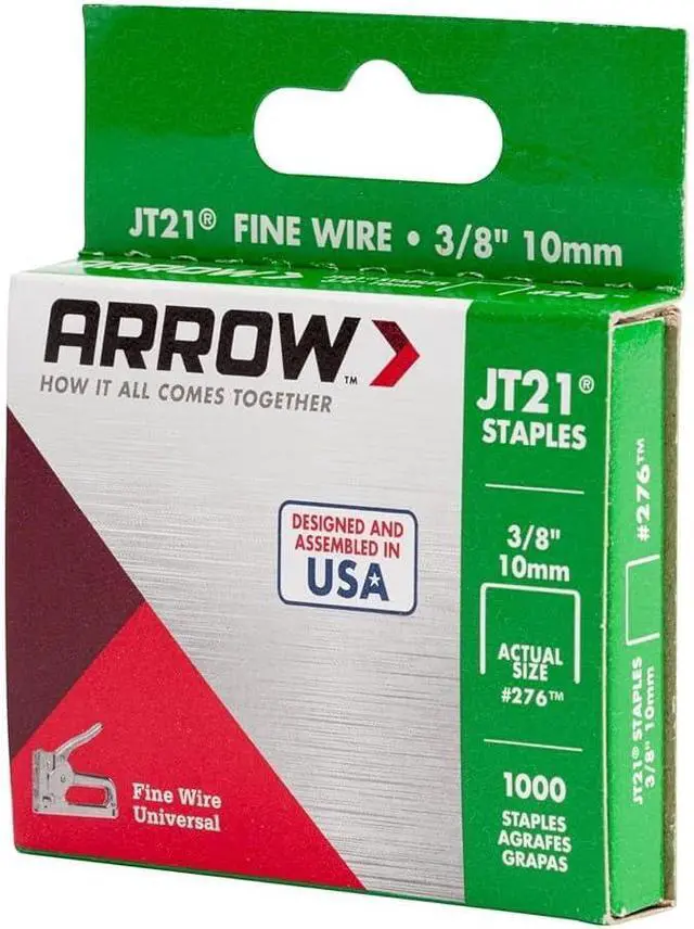 Alt view image 5 of 6 - Arrow 276 JT21 Thin Wire Staples for Staple Guns and Staplers, 1000 Count | 3/8" Leg Length, 7/16" Crown Width, Heavy-Duty Galvanized Steel, Use for Upholstery, Crafts, General Repairs