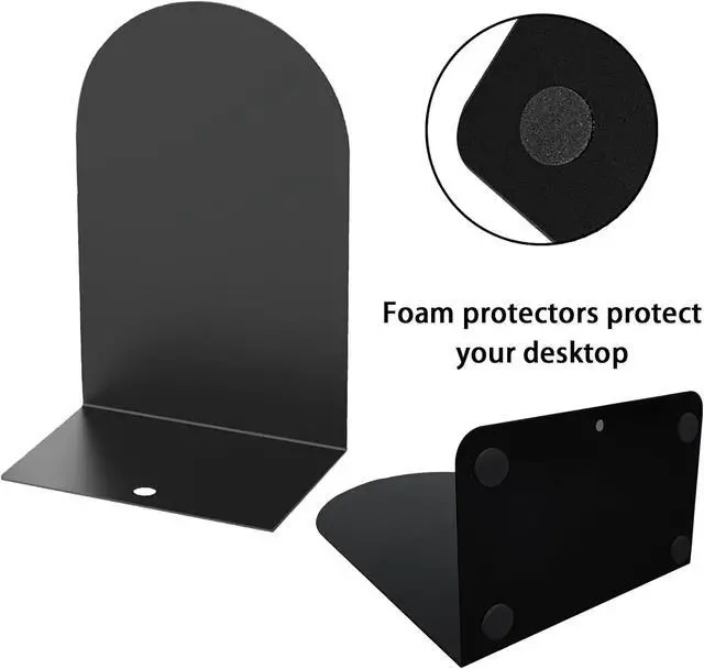 Alt view image 2 of 7 - MerryNine Metal Book Ends, 4 Pack Black Bookends for Shelves, Book Holder for Heavy Books, Book End for Kids Books, Decoration Bookend for Home Office