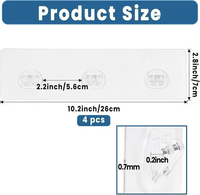 Alt view image 2 of 7 - 4 Pack Shower Caddy Adhesive Replacement, Shower Shelf Strong Adhesive Hooks, No Drilling, Transparent WaterProof Strips for Bathroom Shelves & Kitchen Racks