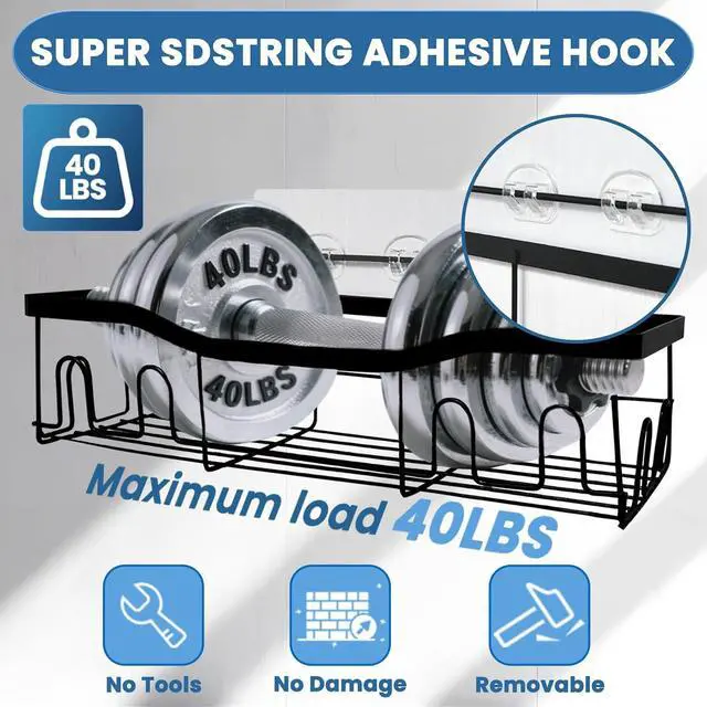 Alt view image 3 of 7 - 4 Pack Shower Caddy Adhesive Replacement, Shower Shelf Strong Adhesive Hooks, No Drilling, Transparent WaterProof Strips for Bathroom Shelves & Kitchen Racks