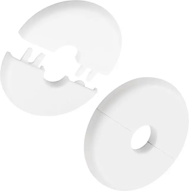 Main image of 4Pcs 16MM Self-Adhesive Wall Split Flange, White | 1/2 Inch Outer Diameter Pipes, ABS Round Escutcheon Plate, Plumbing Cover Plates, Decorative Faucet Accessories