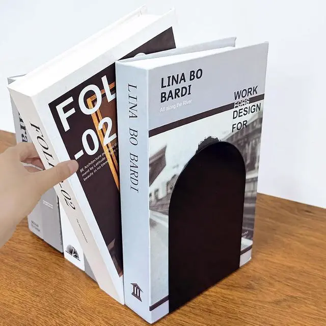 Alt view image 6 of 7 - MerryNine Metal Book Ends, 4 Pack Black Bookends for Shelves, Book Holder for Heavy Books, Book End for Kids Books, Decoration Bookend for Home Office