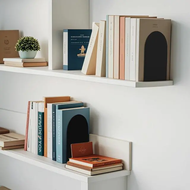Alt view image 7 of 7 - MerryNine Metal Book Ends, 4 Pack Black Bookends for Shelves, Book Holder for Heavy Books, Book End for Kids Books, Decoration Bookend for Home Office