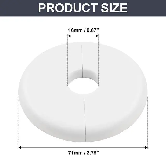 Alt view image 5 of 7 - 4Pcs 16MM Self-Adhesive Wall Split Flange, White | 1/2 Inch Outer Diameter Pipes, ABS Round Escutcheon Plate, Plumbing Cover Plates, Decorative Faucet Accessories