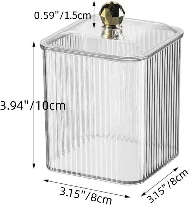 Alt view image 3 of 7 - 2 Pack Acrylic Qtip Holder Cotton Swabs Holder Cotton Ball Organizer Clear Qtip Dispenser Jar with Lid for Bathroom Vanity Canister Storage