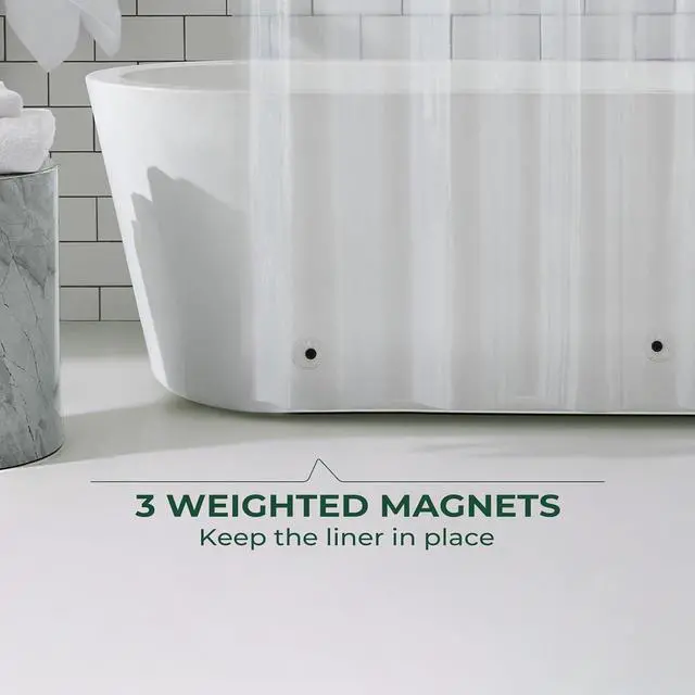 Alt view image 4 of 7 - HARBOREST Clear Shower Curtain Liner with Side Suction Cups, Premium PEVA Plastic Shower Liner with 3 Magnets, Waterproof Bathroom Curtain, 54 x 78, Clear