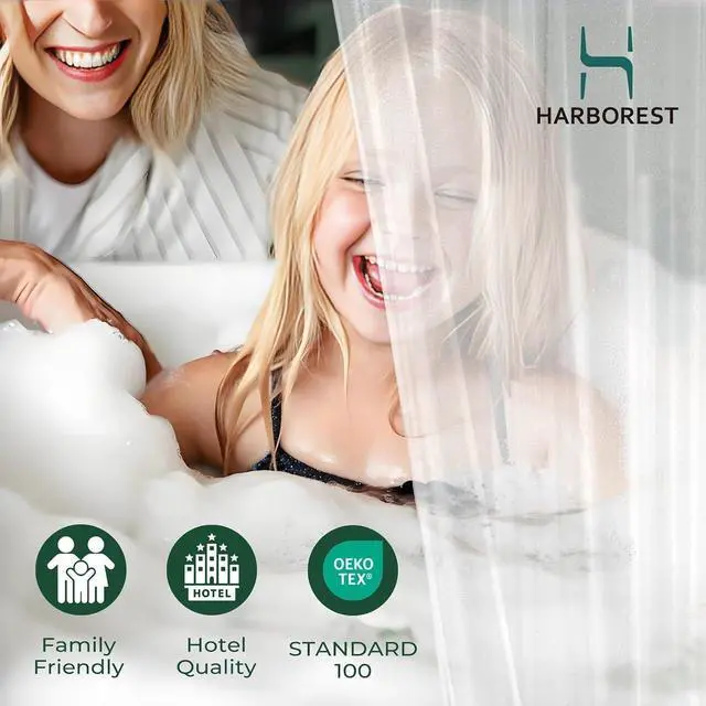 Alt view image 7 of 7 - HARBOREST Clear Shower Curtain Liner with Side Suction Cups, Premium PEVA Plastic Shower Liner with 3 Magnets, Waterproof Bathroom Curtain, 54 x 78, Clear