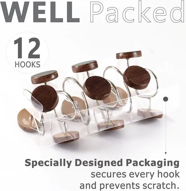 Alt view image 5 of 7 - Farmhouse Boho Shower Curtain Hooks-Wood Texture Resin Button Rings, 12Pcs | Rustproof Hangers, Neutral Earthy Nature Inspired Accents, Western Vintage Fall Winter Christmas Decor for Country Bathroom