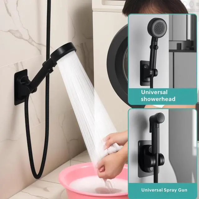 Alt view image 6 of 7 - DALAN self-Adhesive Shower Head Bracket - 120-degree Adjustable Handheld Shower Bracket, no Drilling Required, Wall-Mounted, Waterproof (Matte Black)
