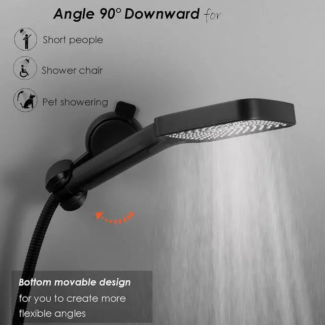 Alt view image 3 of 7 - Suction Cup Hand held Shower Head Holder- Reusable - 5 Angles Adjustable - Bathroom Wall Mount Shower Wand Holder - Matte Black